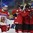 PLYMOUTH, MICHIGAN - APRIL 4: Switzerland's Lara Stalder #7 is congratulated by teammates after scoring while Czech Republic's Martina Zednikova #7 looks on during relegation round action at the 2017 IIHF Ice Hockey Women's World Championship. (Photo by Minas Panagiotakis/HHOF-IIHF Images)

